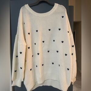 Oversized white sweater with bell sleeves. NWOT